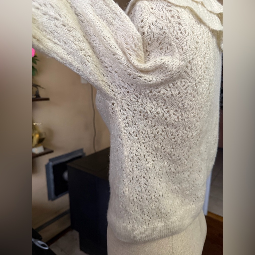 MANGO Openwork Baby Doll Neck Cardigan in size Small - Picture 7 of 16